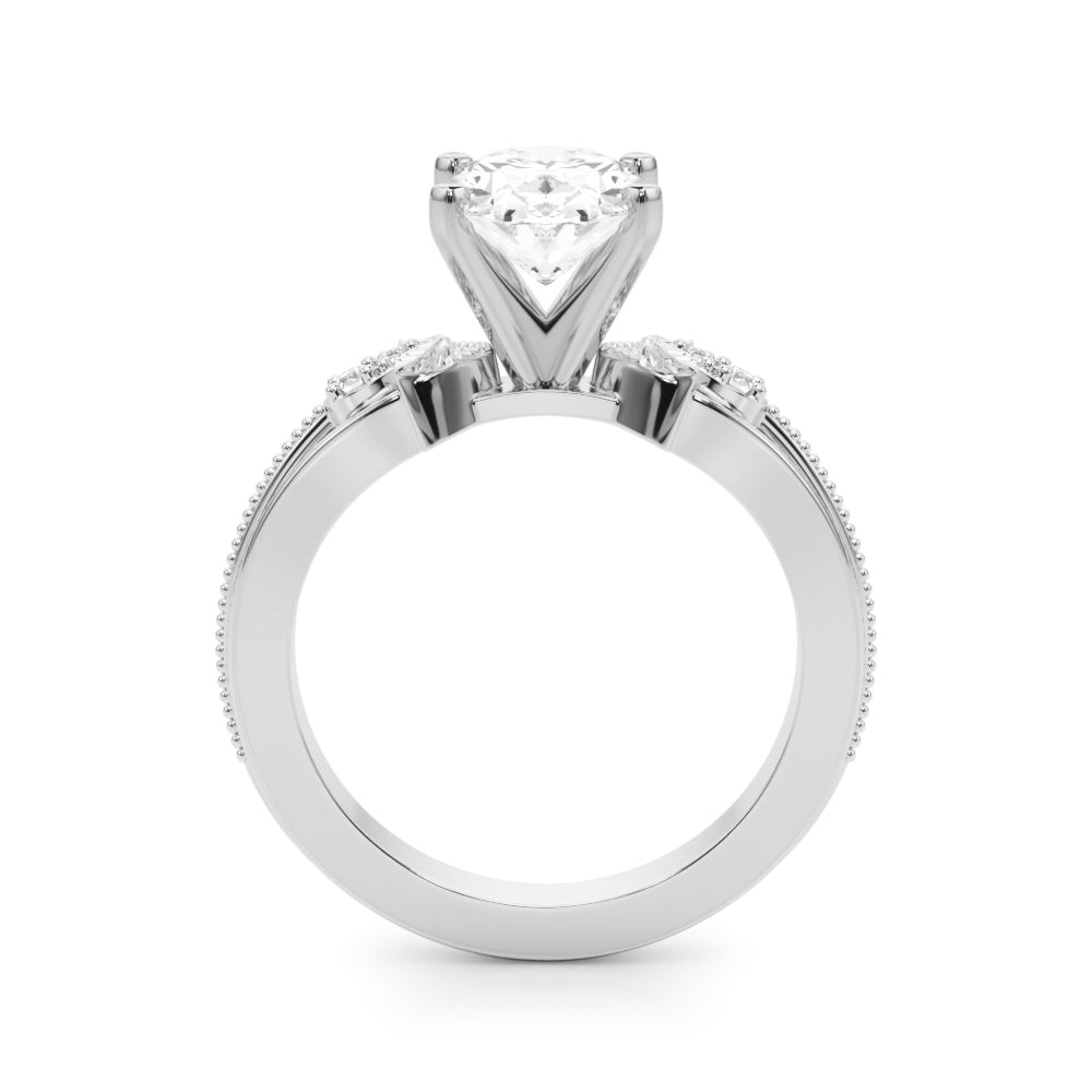 Devoted Center Oval Diamond Engagement Ring â€” 10K/14K Gold & Platinum