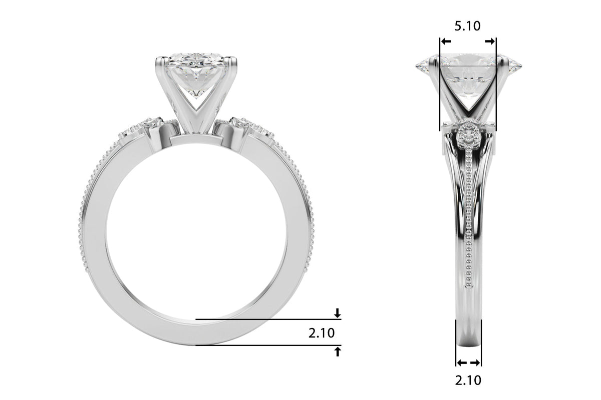 Devoted Center Oval Diamond Engagement Ring â€” 10K/14K Gold & Platinum