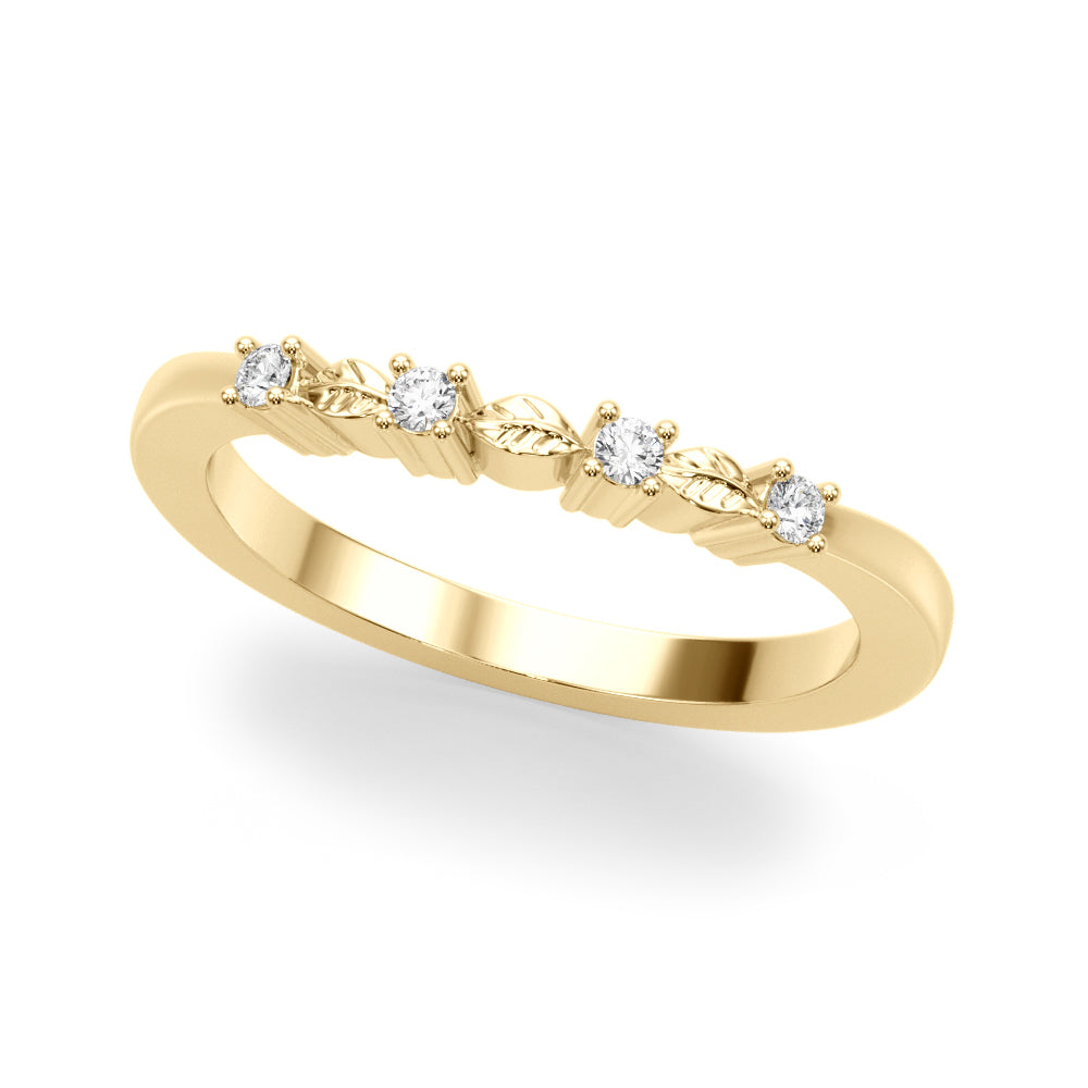 Accented Leaf Half Eternity Ring in 10K/14K gold and platinum with certified lab-grown or natural diamonds