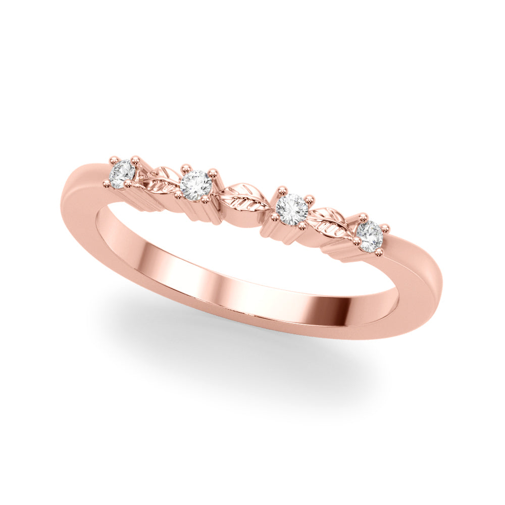 Accented Leaf Half Eternity Ring in Gold & Platinum