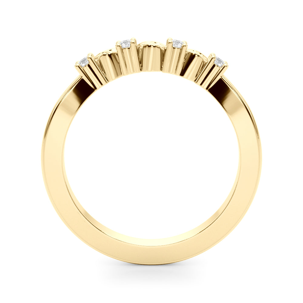 Accented Leaf Half Eternity Ring in Gold & Platinum