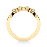 Accented Leaf Half Eternity Ring in Gold & Platinum