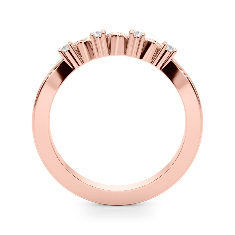 Accented Leaf Half Eternity Ring in Gold & Platinum