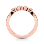 Accented Leaf Half Eternity Ring in Gold & Platinum