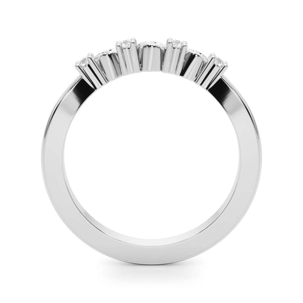 Accented Leaf Half Eternity Ring in Gold & Platinum