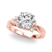 Adored Sidestone Round Diamond Engagement Ring in 10K/14K gold and platinum with certified lab-grown or natural diamonds