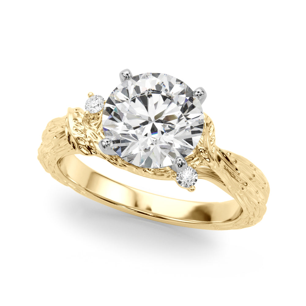 Adored Sidestone Round Diamond Engagement Ring in 10K/14K gold and platinum with certified lab-grown or natural diamonds