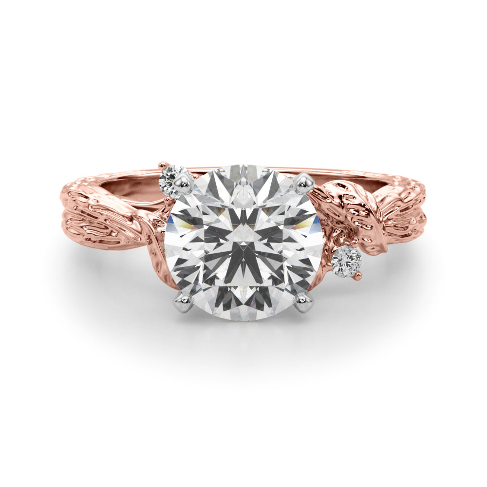 Adored Sidestone Round Diamond Engagement Ring in 10K/14K gold and platinum with certified lab-grown or natural diamonds