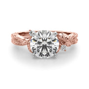 Adored Sidestone Round Diamond Engagement Ring in 10K/14K gold and platinum with certified lab-grown or natural diamonds