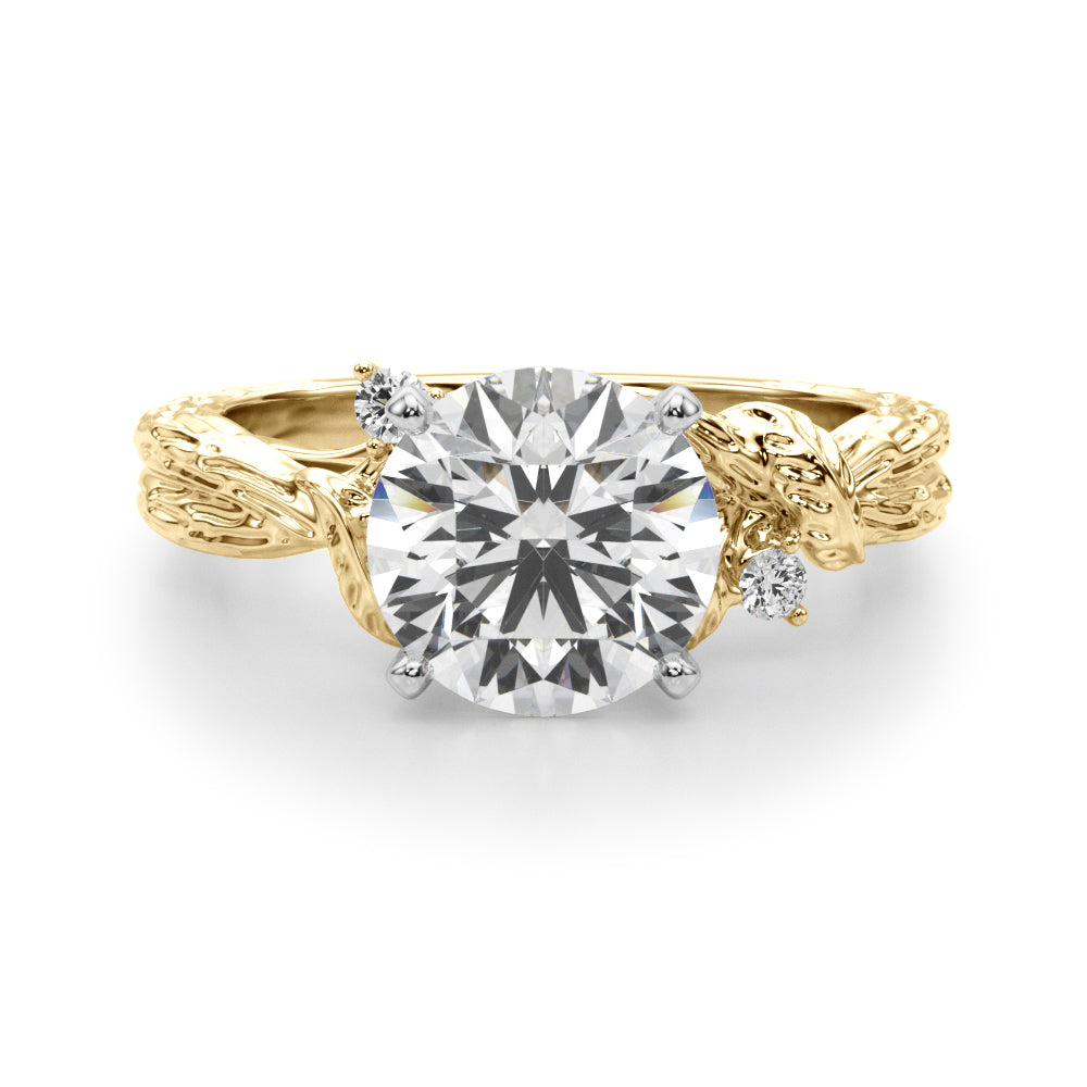 Adored Sidestone Round Diamond Engagement Ring in 10K/14K gold and platinum with certified lab-grown or natural diamonds