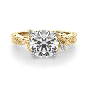 Adored Sidestone Round Diamond Engagement Ring in 10K/14K gold and platinum with certified lab-grown or natural diamonds