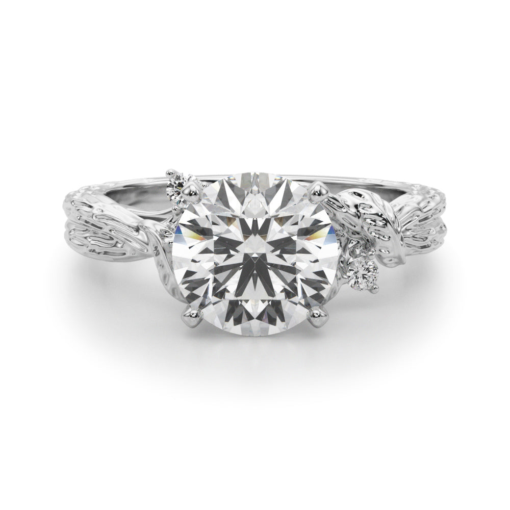 Adored Sidestone Round Diamond Engagement Ring in 10K/14K gold and platinum with certified lab-grown or natural diamonds