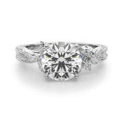 Adored Sidestone Round Diamond Engagement Ring in 10K/14K gold and platinum with certified lab-grown or natural diamonds