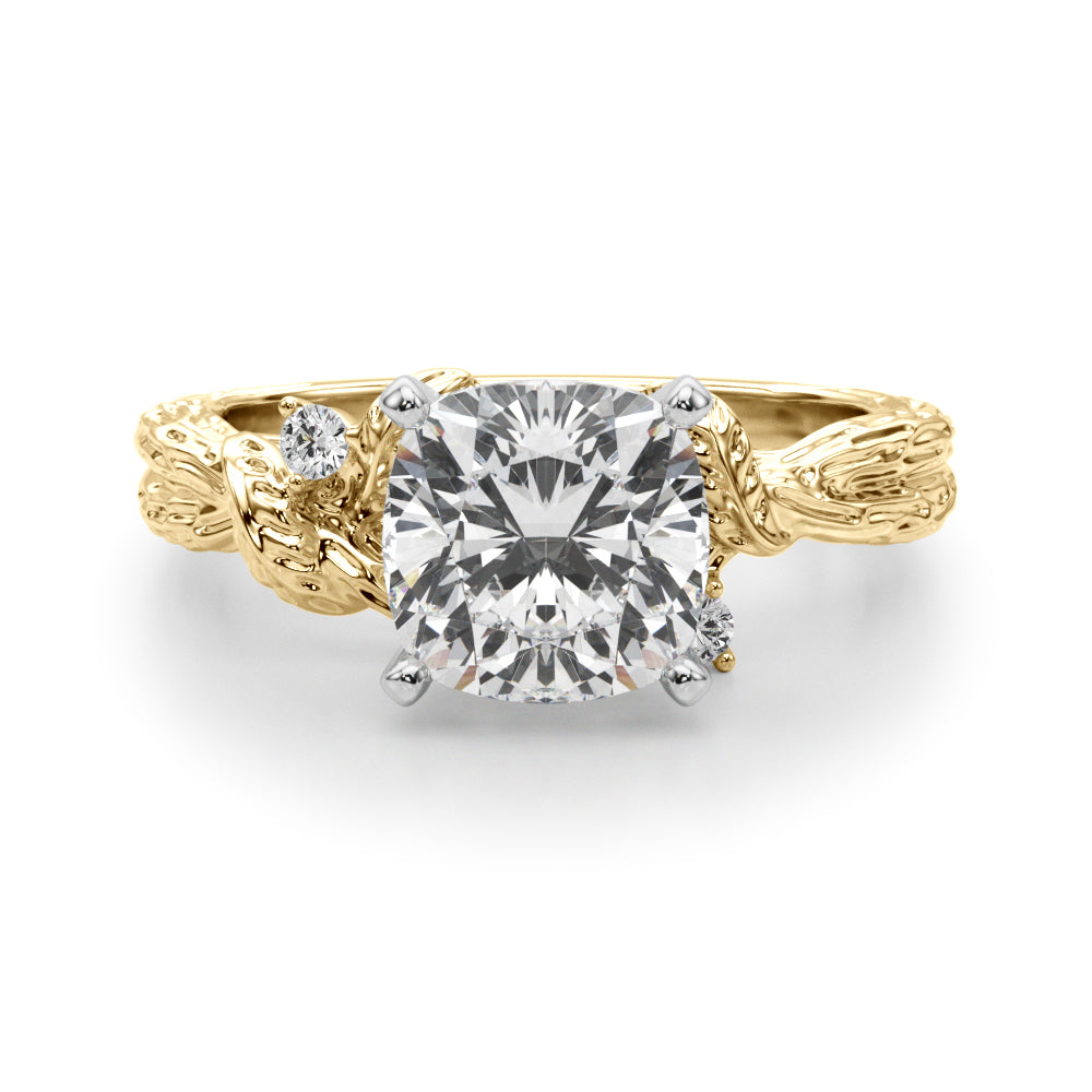 Adored Sidestone Round Diamond Engagement Ring in 10K/14K gold and platinum with certified lab-grown or natural diamonds
