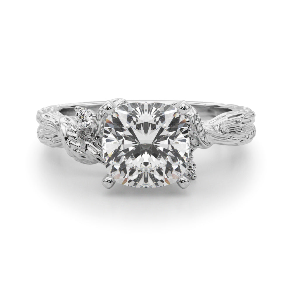 Adored Sidestone Round Diamond Engagement Ring in 10K/14K gold and platinum with certified lab-grown or natural diamonds
