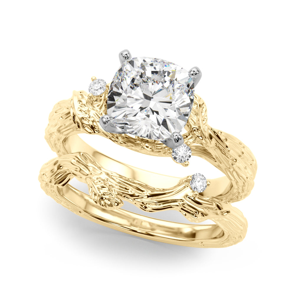 Adored Sidestone Round Diamond Engagement Ring in 10K/14K gold and platinum with certified lab-grown or natural diamonds