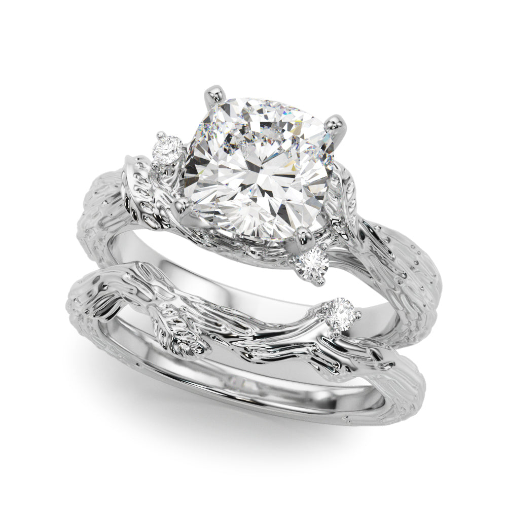 Adored Sidestone Round Diamond Engagement Ring in 10K/14K gold and platinum with certified lab-grown or natural diamonds