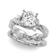 Adored Sidestone Round Diamond Engagement Ring in 10K/14K gold and platinum with certified lab-grown or natural diamonds