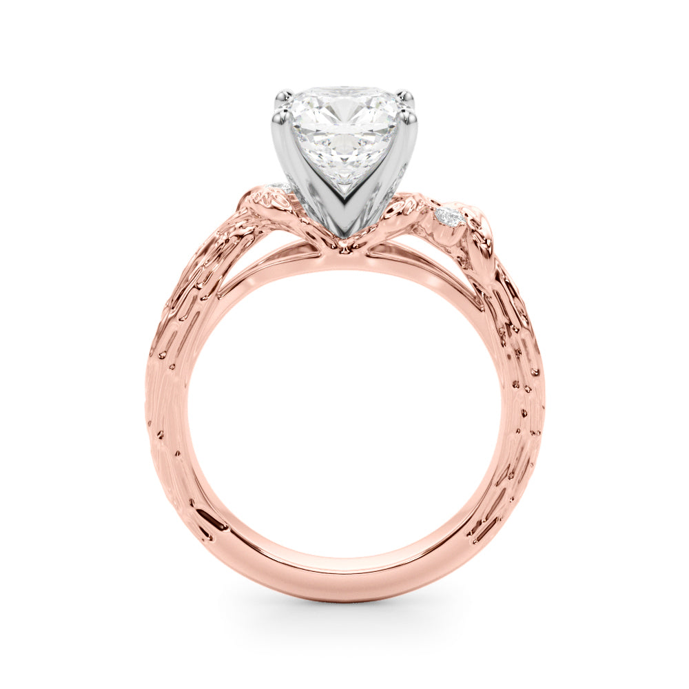 Adored Sidestone Round Diamond Engagement Ring in 10K/14K gold and platinum with certified lab-grown or natural diamonds