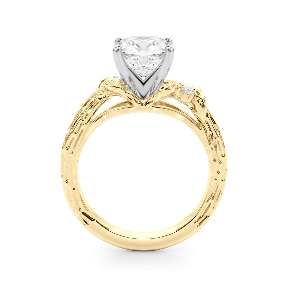 Adored Sidestone Round Diamond Engagement Ring in 10K/14K gold and platinum with certified lab-grown or natural diamonds