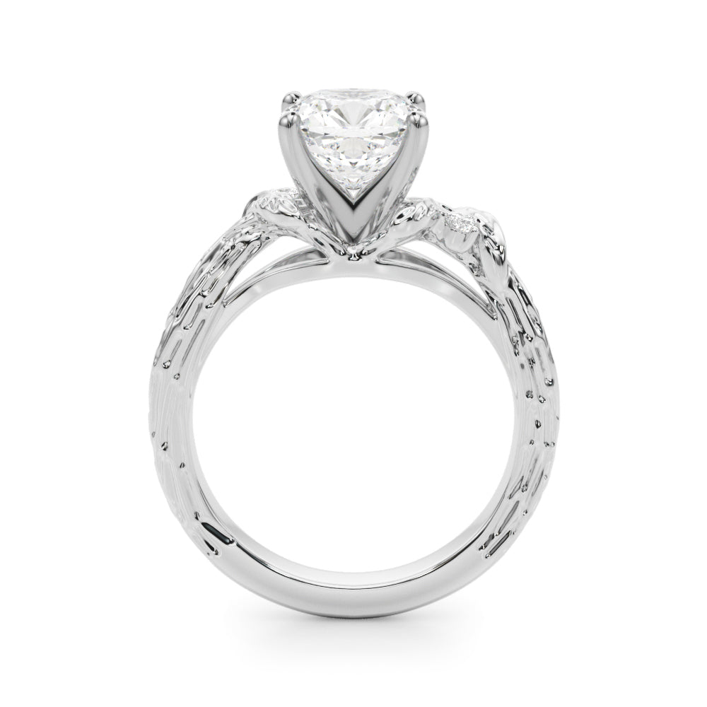 Adored Sidestone Round Diamond Engagement Ring in 10K/14K gold and platinum with certified lab-grown or natural diamonds