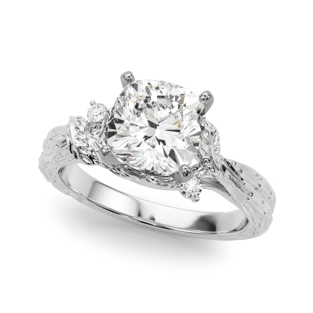 Adored Sidestone Round Diamond Engagement Ring in 10K/14K gold and platinum with certified lab-grown or natural diamonds