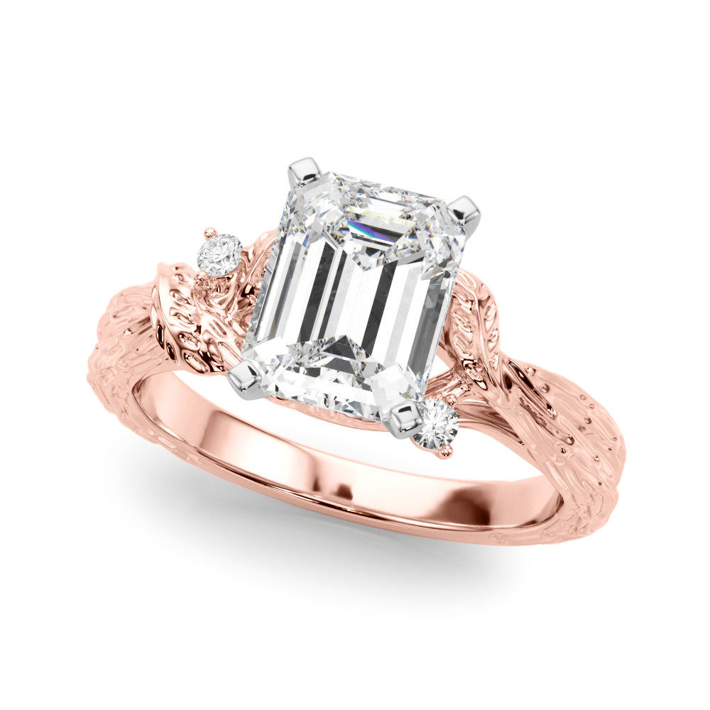 Adored Sidestone Round Diamond Engagement Ring in 10K/14K gold and platinum with certified lab-grown or natural diamonds