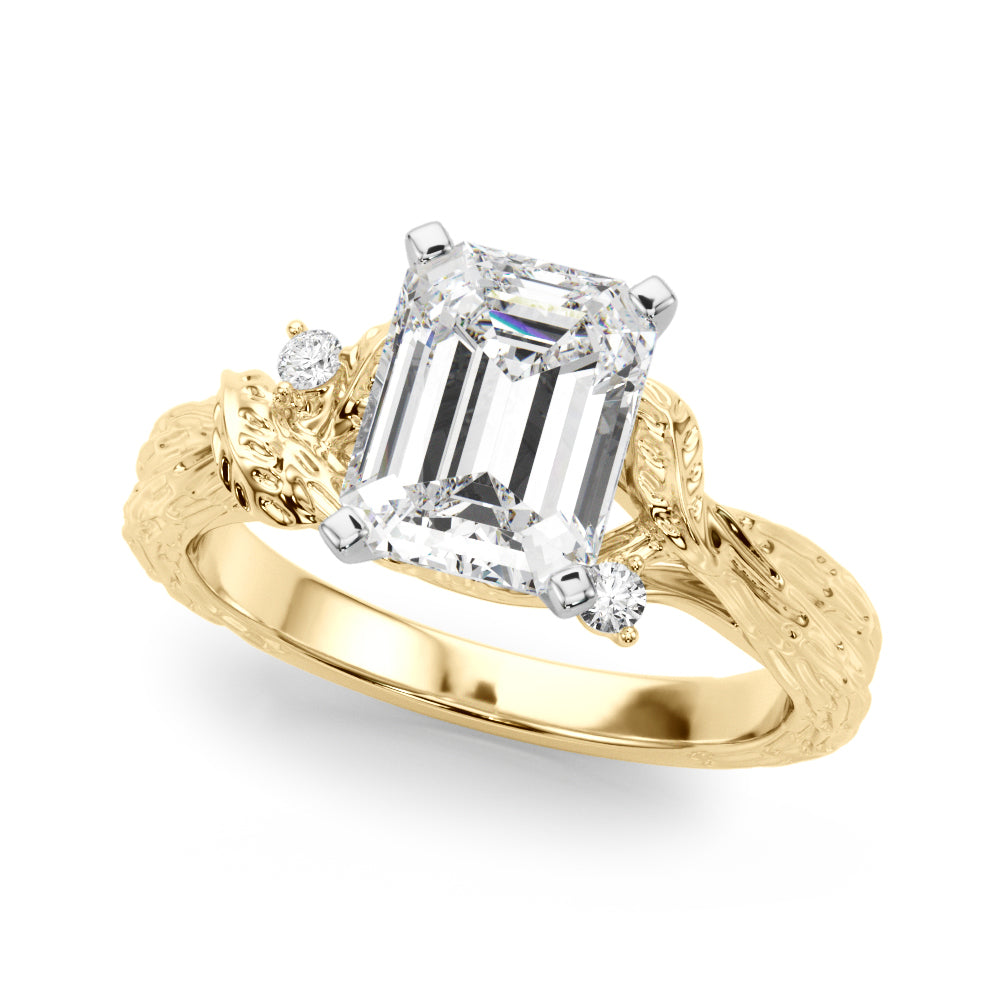 Adored Sidestone Round Diamond Engagement Ring in 10K/14K gold and platinum with certified lab-grown or natural diamonds