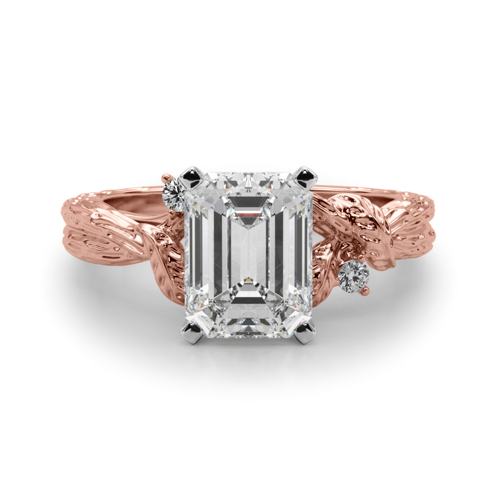 Adored Sidestone Round Diamond Engagement Ring in 10K/14K gold and platinum with certified lab-grown or natural diamonds