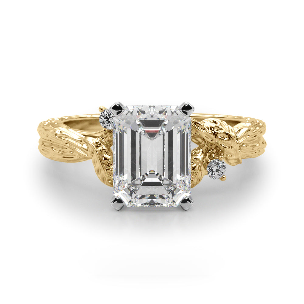 Adored Sidestone Round Diamond Engagement Ring in 10K/14K gold and platinum with certified lab-grown or natural diamonds