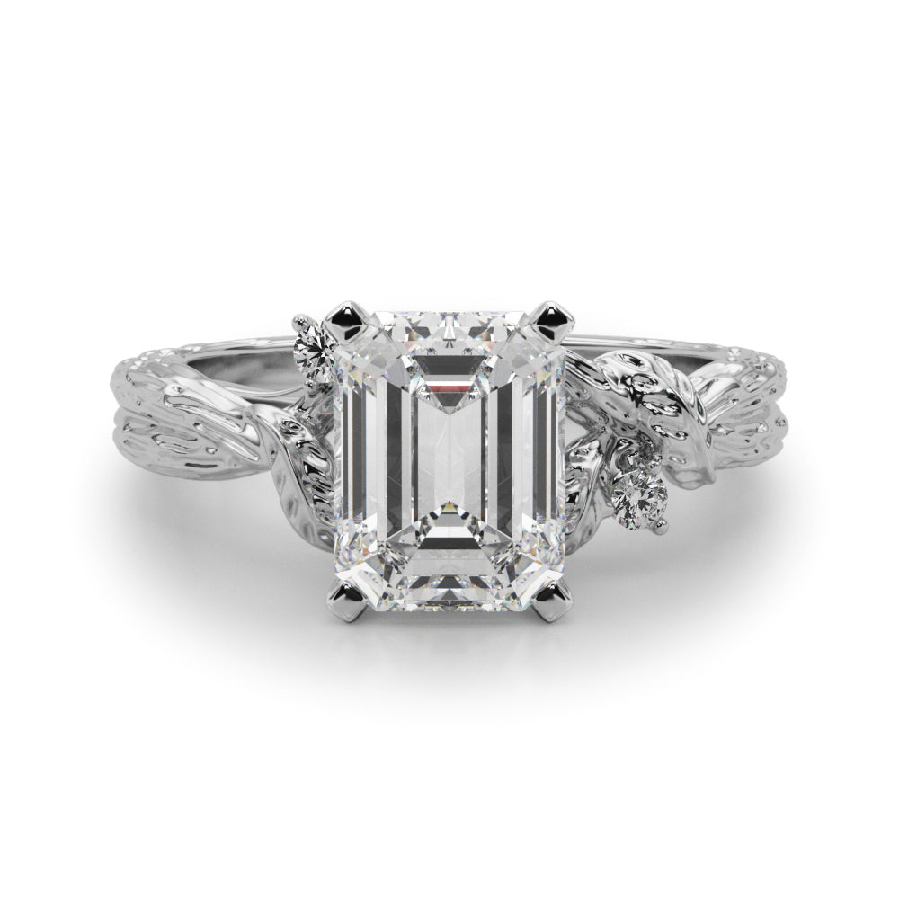 Adored Sidestone Round Diamond Engagement Ring in 10K/14K gold and platinum with certified lab-grown or natural diamonds