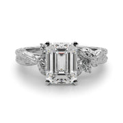 Adored Sidestone Round Diamond Engagement Ring in 10K/14K gold and platinum with certified lab-grown or natural diamonds