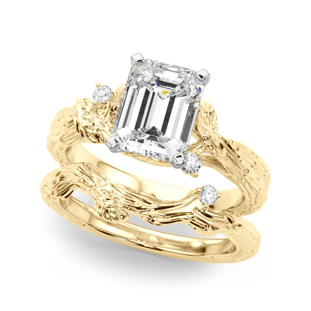 Adored Sidestone Round Diamond Engagement Ring in 10K/14K gold and platinum with certified lab-grown or natural diamonds