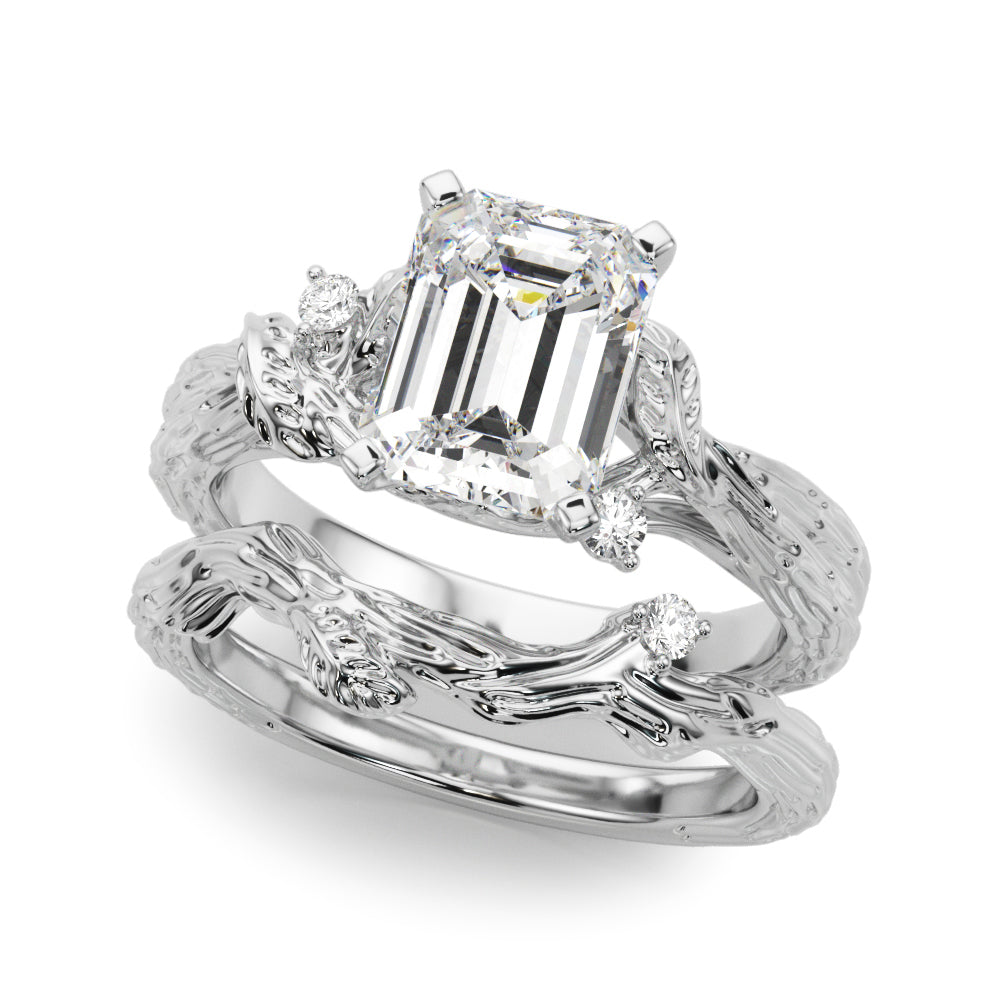 Adored Sidestone Round Diamond Engagement Ring in 10K/14K gold and platinum with certified lab-grown or natural diamonds