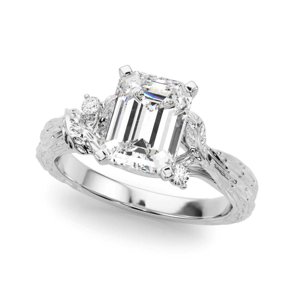 Adored Sidestone Round Diamond Engagement Ring in 10K/14K gold and platinum with certified lab-grown or natural diamonds