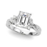 Adored Sidestone Round Diamond Engagement Ring in 10K/14K gold and platinum with certified lab-grown or natural diamonds