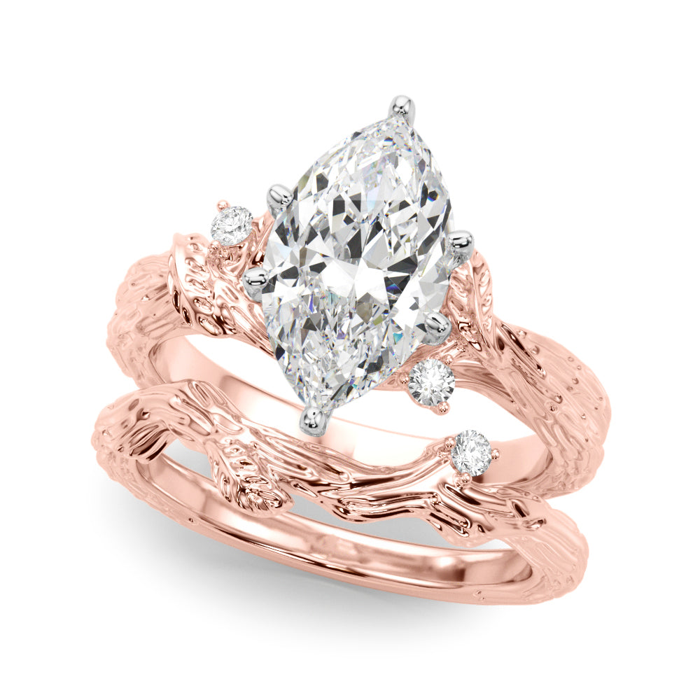 Adored Sidestone Round Diamond Engagement Ring in 10K/14K gold and platinum with certified lab-grown or natural diamonds
