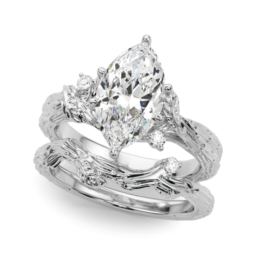 Adored Sidestone Round Diamond Engagement Ring in 10K/14K gold and platinum with certified lab-grown or natural diamonds
