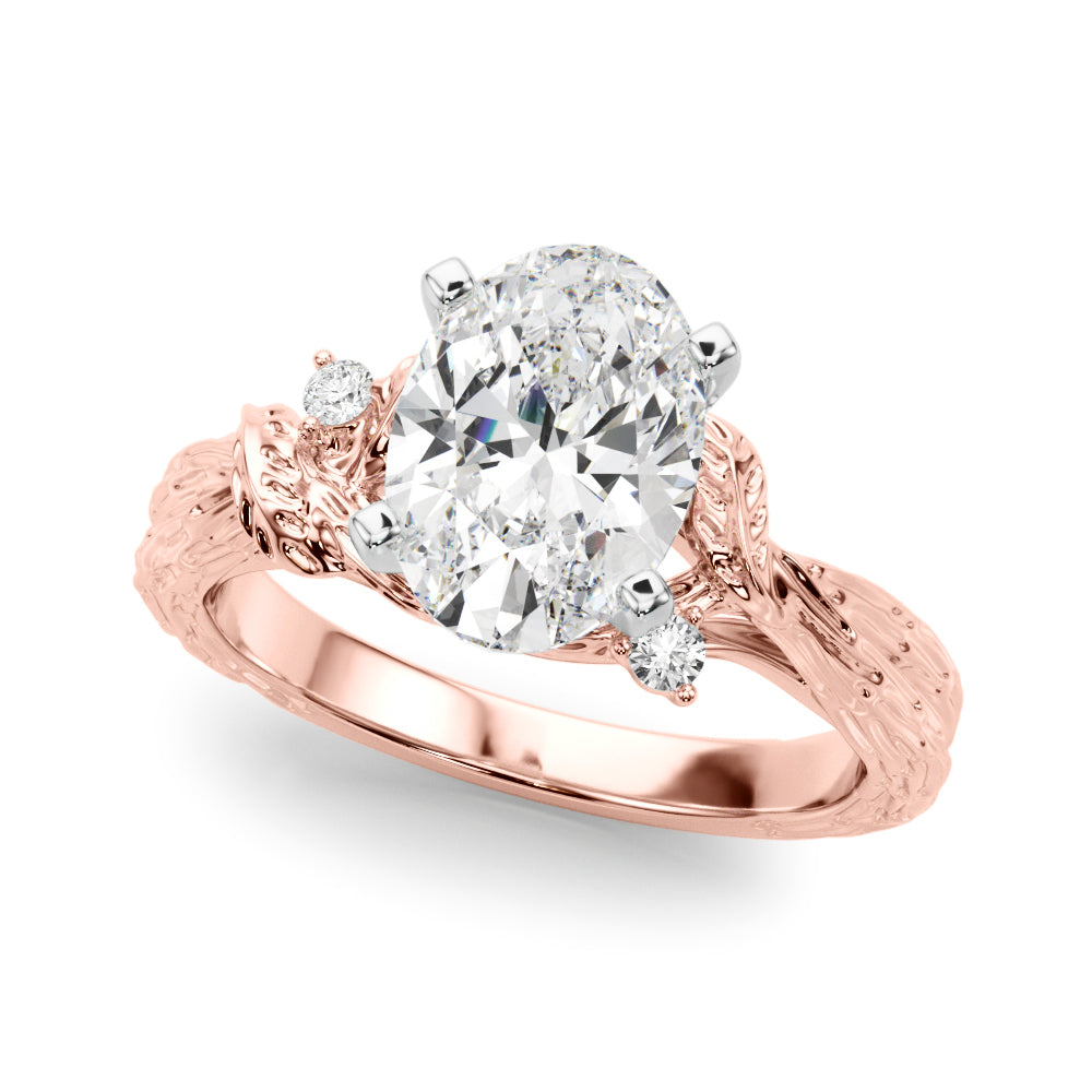 Adored Sidestone Round Diamond Engagement Ring in 10K/14K gold and platinum with certified lab-grown or natural diamonds