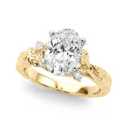 Adored Sidestone Round Diamond Engagement Ring in 10K/14K gold and platinum with certified lab-grown or natural diamonds
