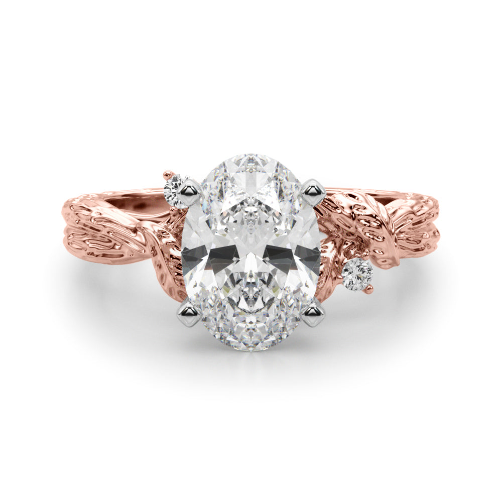 Adored Sidestone Round Diamond Engagement Ring in 10K/14K gold and platinum with certified lab-grown or natural diamonds
