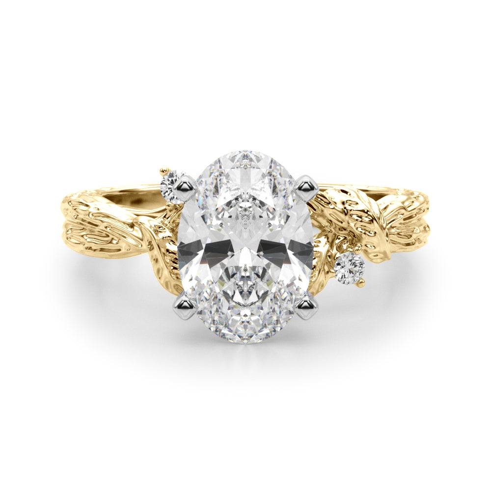 Adored Sidestone Round Diamond Engagement Ring in 10K/14K gold and platinum with certified lab-grown or natural diamonds