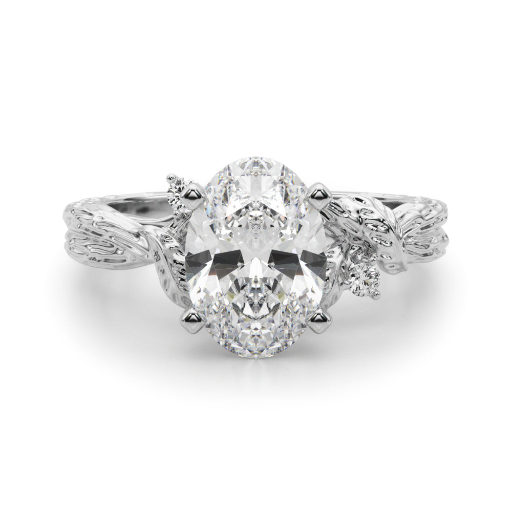 Adored Sidestone Round Diamond Engagement Ring in 10K/14K gold and platinum with certified lab-grown or natural diamonds