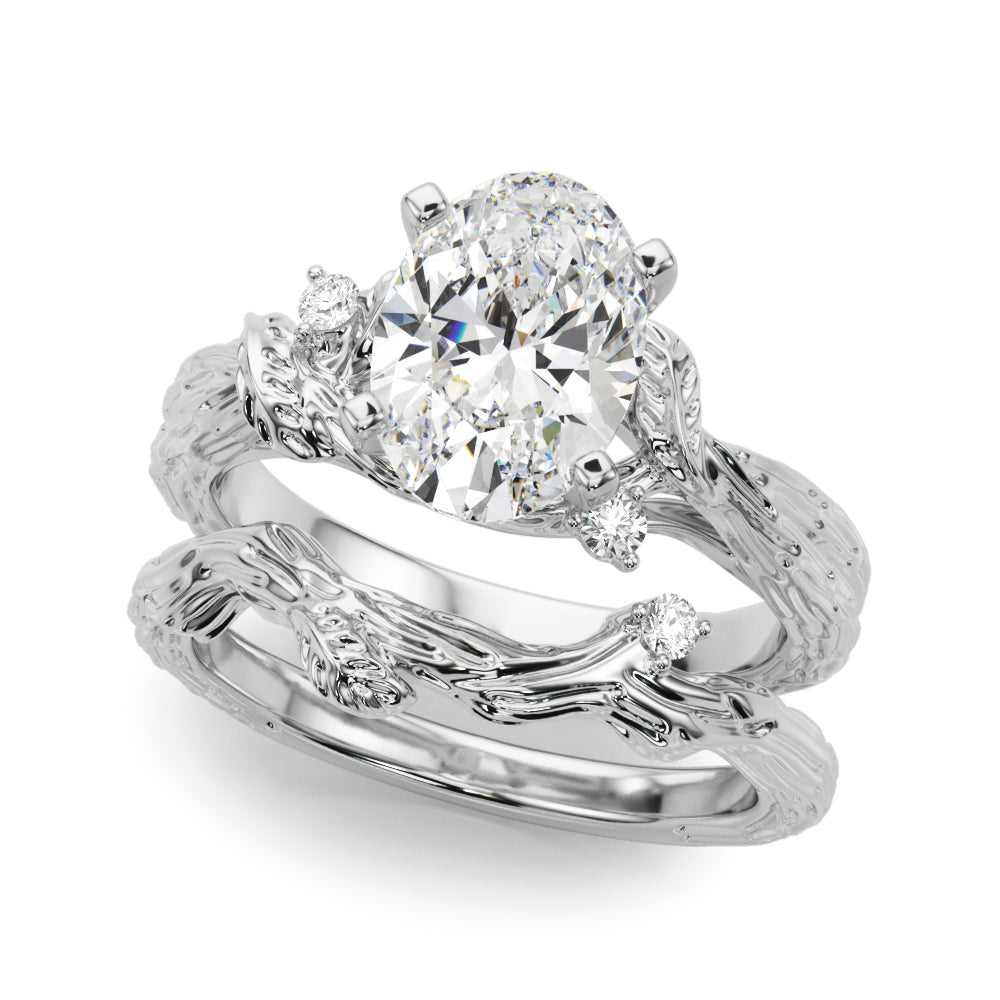 Adored Sidestone Round Diamond Engagement Ring in 10K/14K gold and platinum with certified lab-grown or natural diamonds