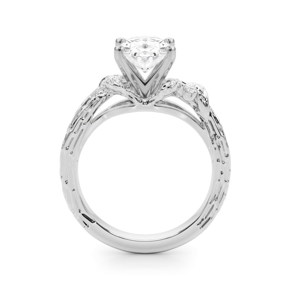 Adored Sidestone Round Diamond Engagement Ring in 10K/14K gold and platinum with certified lab-grown or natural diamonds