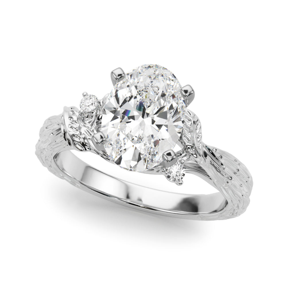 Adored Sidestone Round Diamond Engagement Ring in 10K/14K gold and platinum with certified lab-grown or natural diamonds