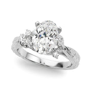 Adored Sidestone Round Diamond Engagement Ring in 10K/14K gold and platinum with certified lab-grown or natural diamonds
