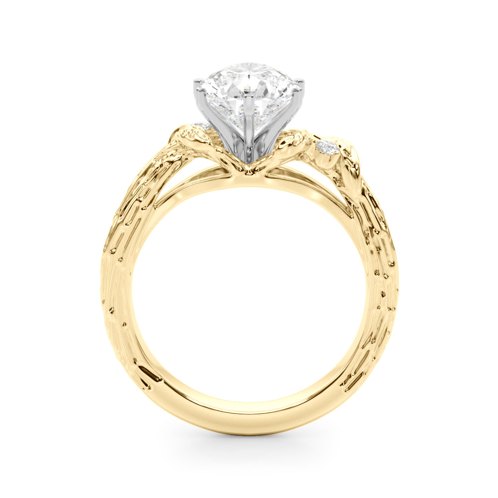 Adored Sidestone Round Diamond Engagement Ring in 10K/14K gold and platinum with certified lab-grown or natural diamonds