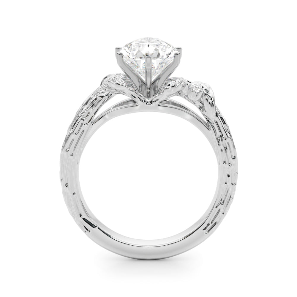 Adored Sidestone Round Diamond Engagement Ring in 10K/14K gold and platinum with certified lab-grown or natural diamonds