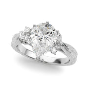 Adored Sidestone Round Diamond Engagement Ring in 10K/14K gold and platinum with certified lab-grown or natural diamonds